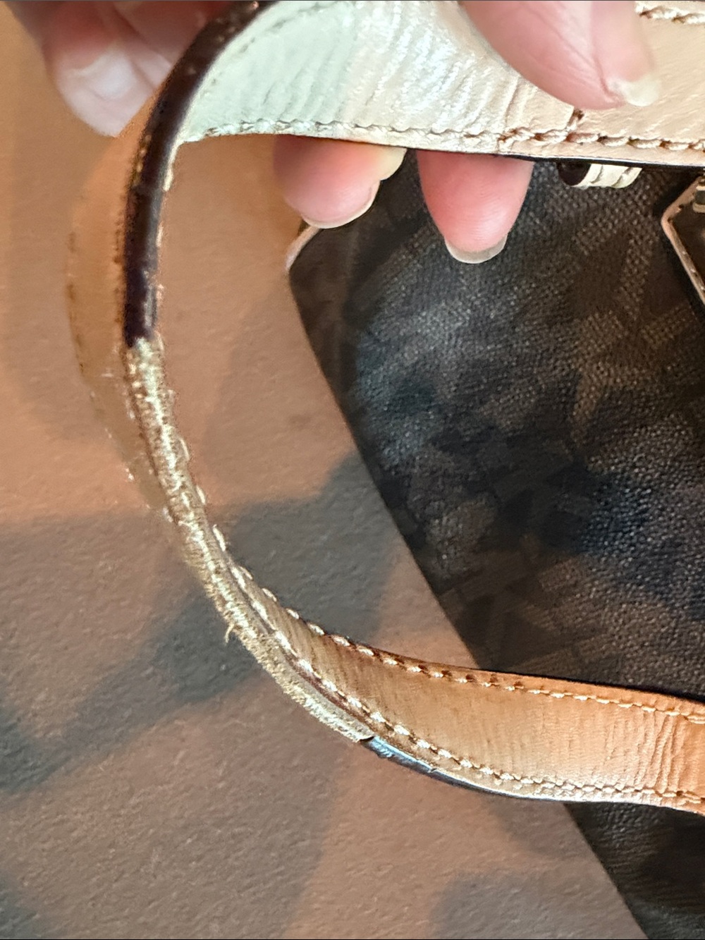 Michael Kors Brown Logo Shoulder Bag with Tan Handles - Picture 6 of 6